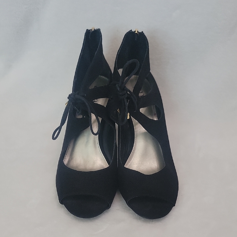 a.n.a Chance Black Open Toe Heels Size 9.5